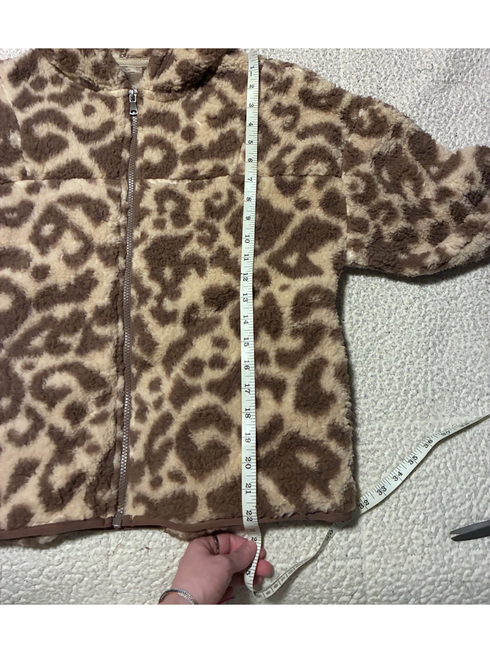 Jessica Simpson Brown and Cream Leopard Print Hooded  Jacket, medium - Picture 8 of 11